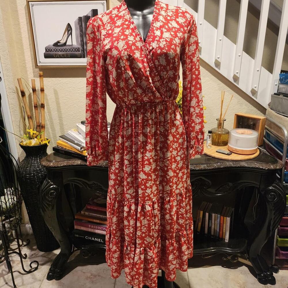 Zara Midi Dress Floral Print Size S - Picture 2 of 5